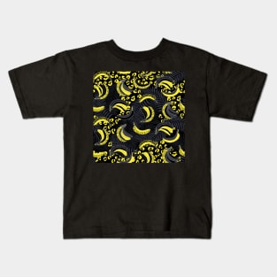 Yellow and Black Palms and Bananas Kids T-Shirt